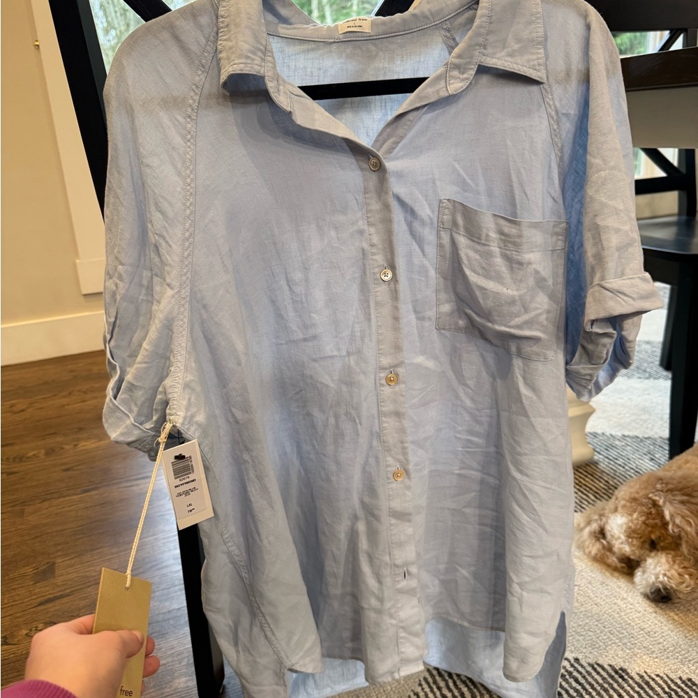 Wilfred Light Blue Button-Up Top